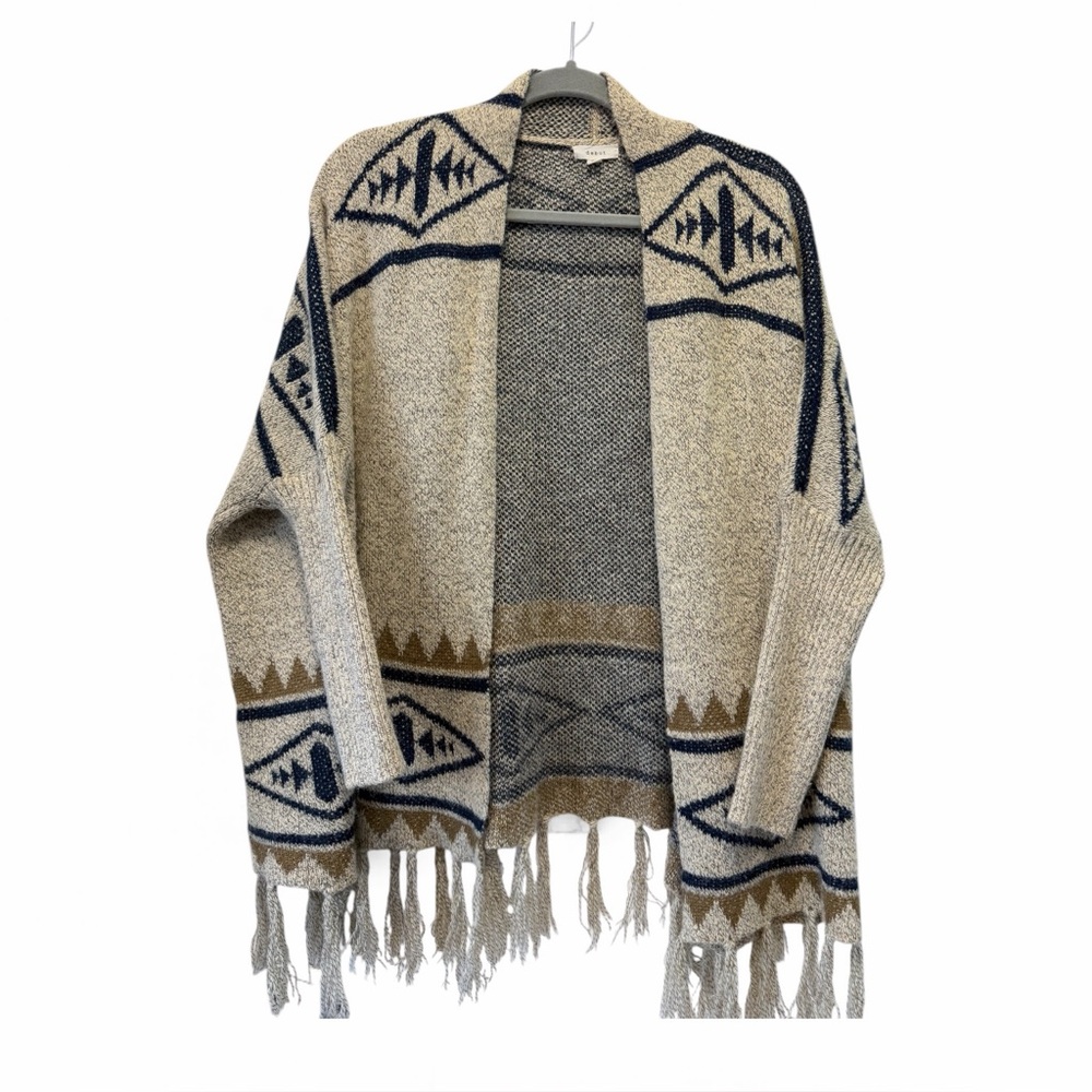Debut Women's Open Aztec Western Cardigan Tribal Fringe Size M/L